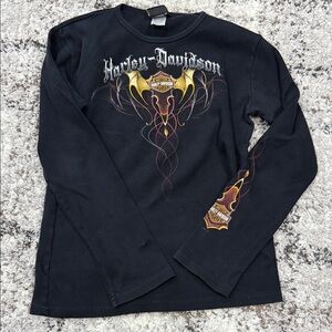 Harley-Davidson Black Shirt with Yellow and Red Design